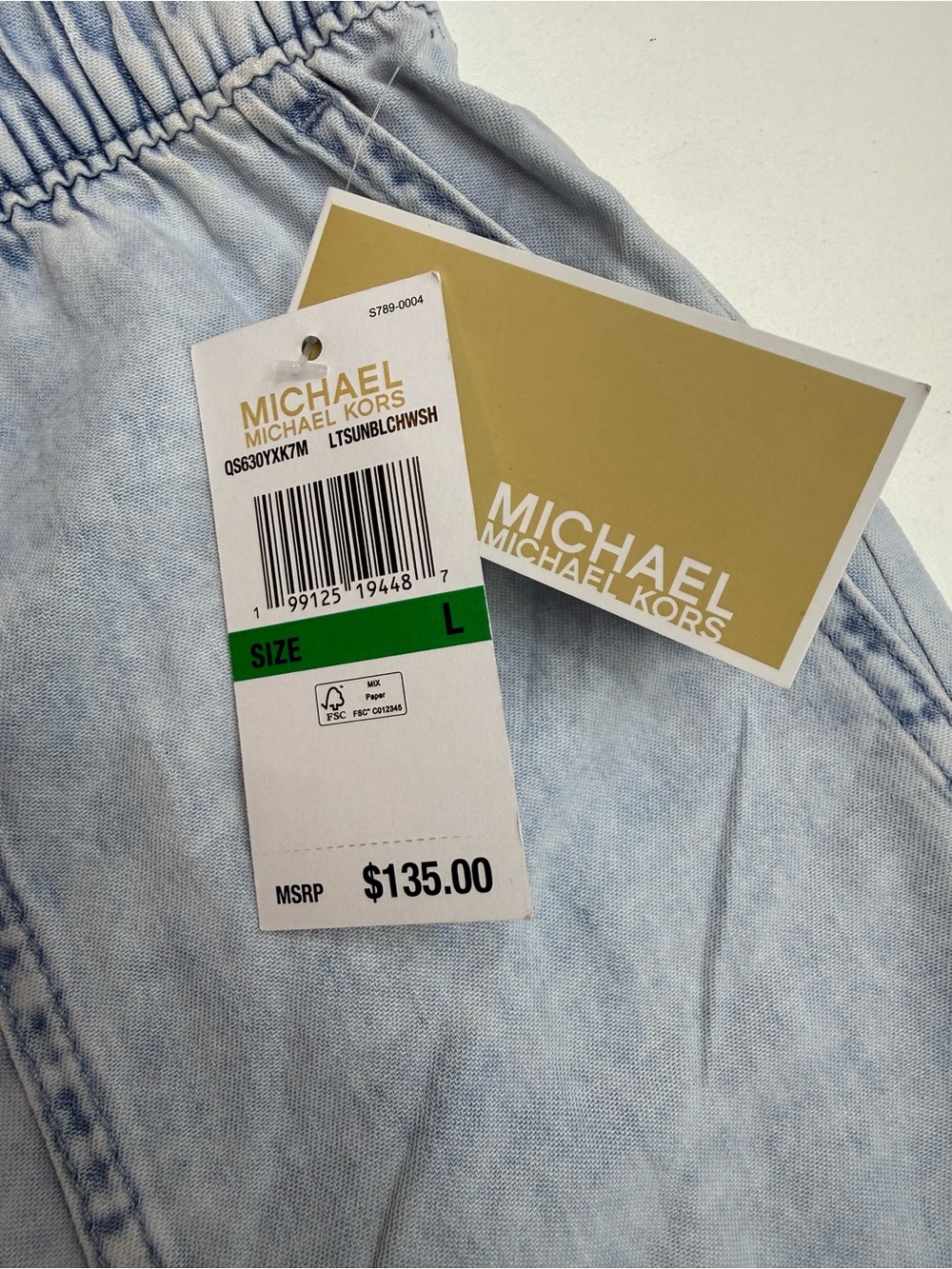 Michael Kors Light Blue Wide-Leg Drawstring Jeans size L - Picture 4 of 14